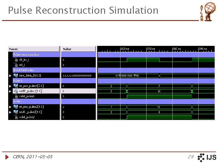 Pulse Reconstruction Simulation CERN, 2011 -05 -05 29 