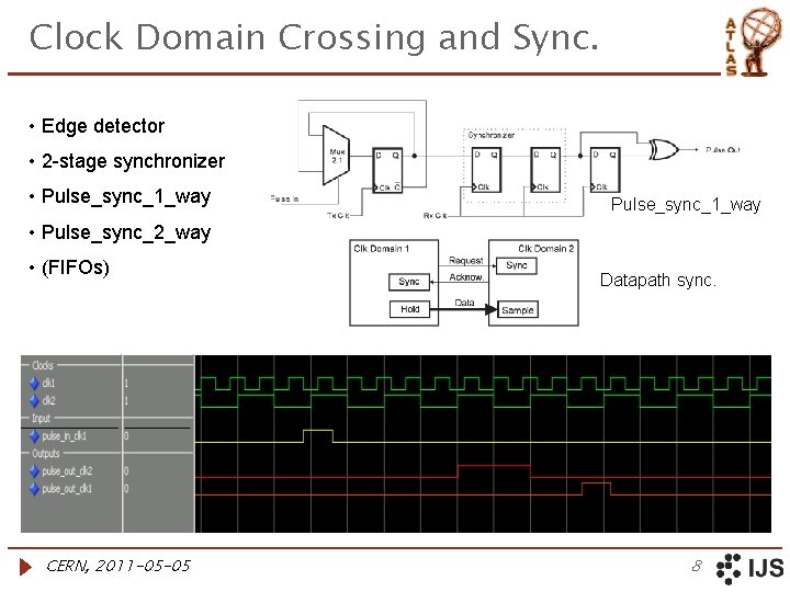 Clock Domain Crossing and Sync. • Edge detector • 2 -stage synchronizer • Pulse_sync_1_way