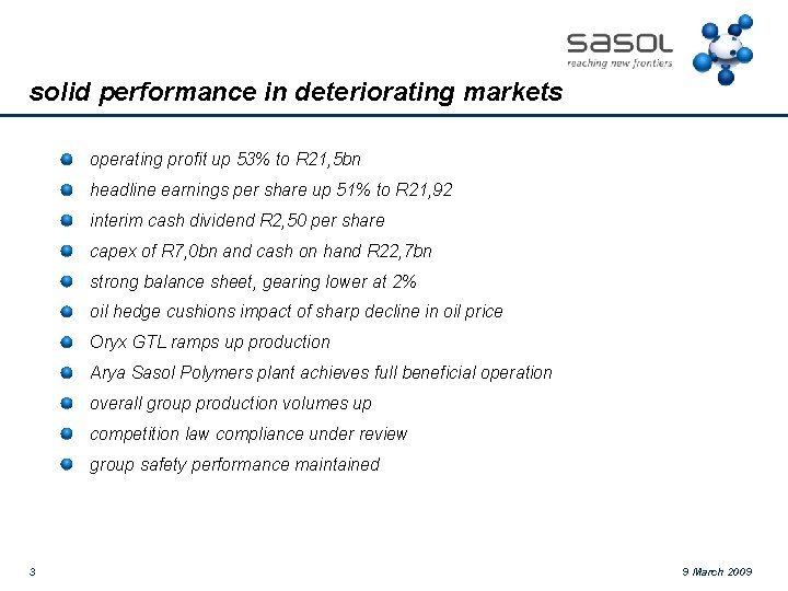 solid performance in deteriorating markets operating profit up 53% to R 21, 5 bn