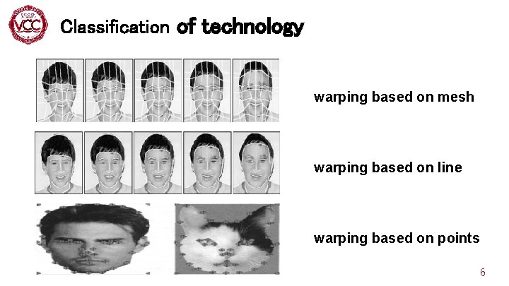 Classification of technology warping based on mesh warping based on line warping based on