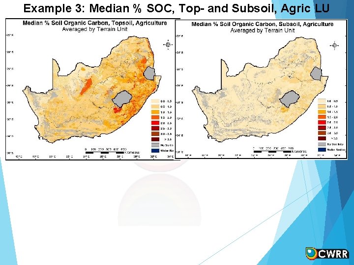 Example 3: Median % SOC, Top- and Subsoil, Agric LU Example 3: Median % SOC, Top- and Subsoil, Agric LU