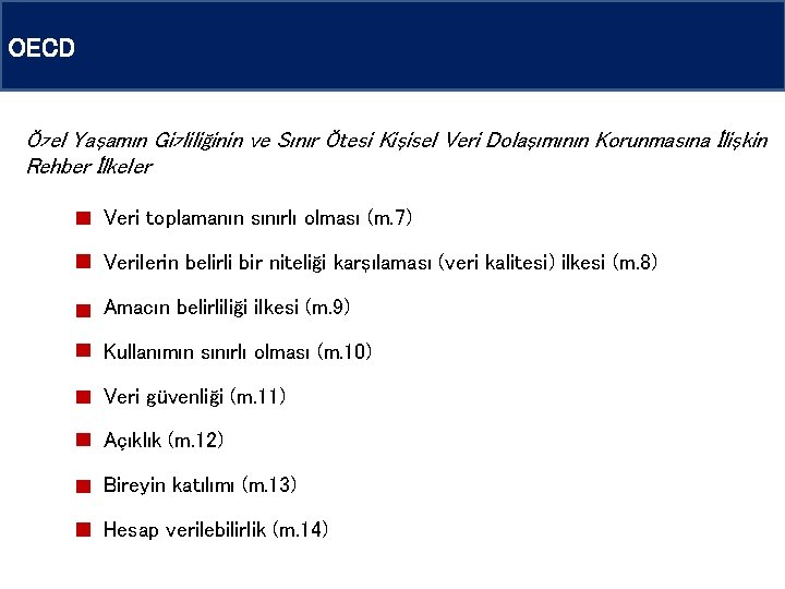 OECD Özel Yaşamın Gizliliğinin ve Sınır Ötesi Kişisel Veri Dolaşımının Korunmasına İlişkin Rehber İlkeler