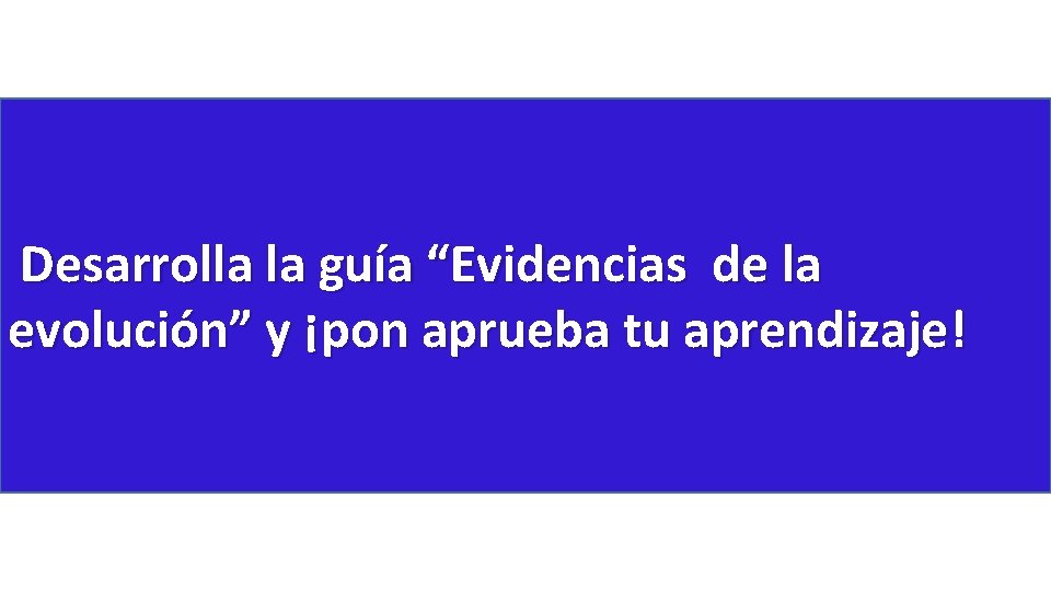 Desarrolla la guía “Evidencias de la evolución” y ¡pon aprueba tu aprendizaje! 