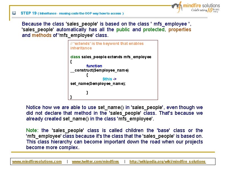 STEP 19 ( Inheritance - reusing code the OOP way how to access )