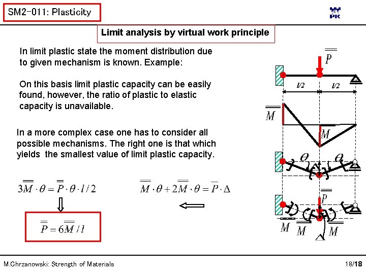 SM 2 -011: Plasticity Limit analysis by virtual work principle In limit plastic state