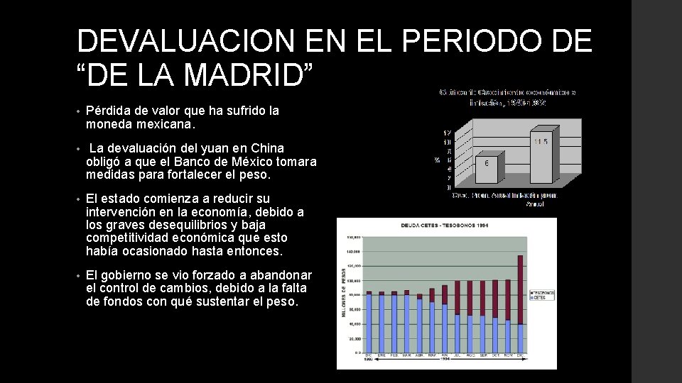 DEVALUACION EN EL PERIODO DE “DE LA MADRID” • Pérdida de valor que ha