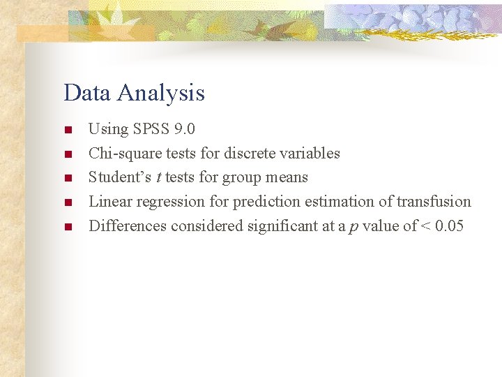 Data Analysis n n n Using SPSS 9. 0 Chi-square tests for discrete variables