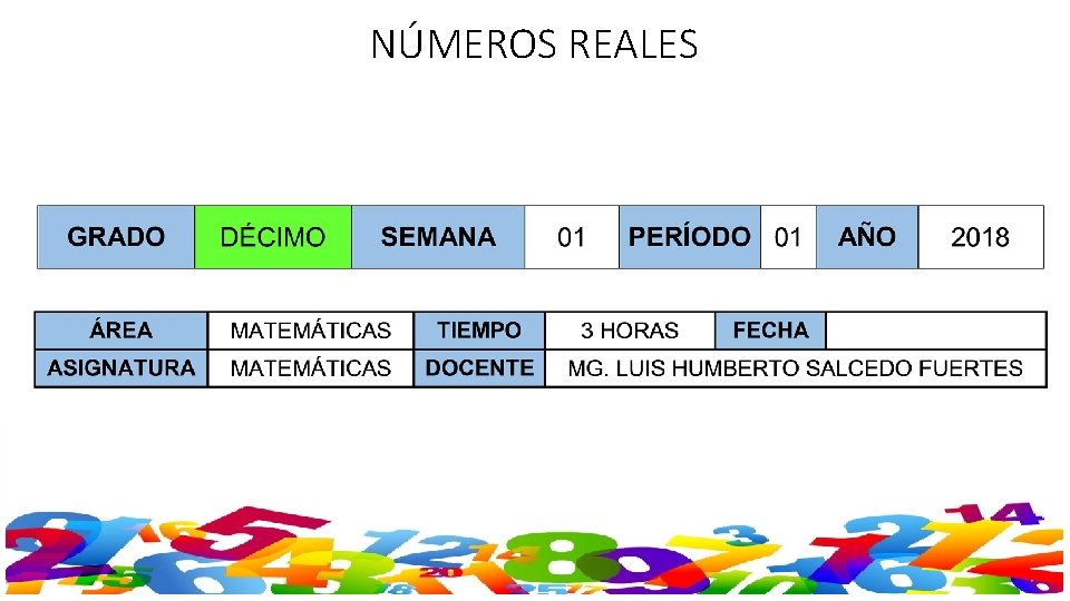 NÚMEROS REALES 