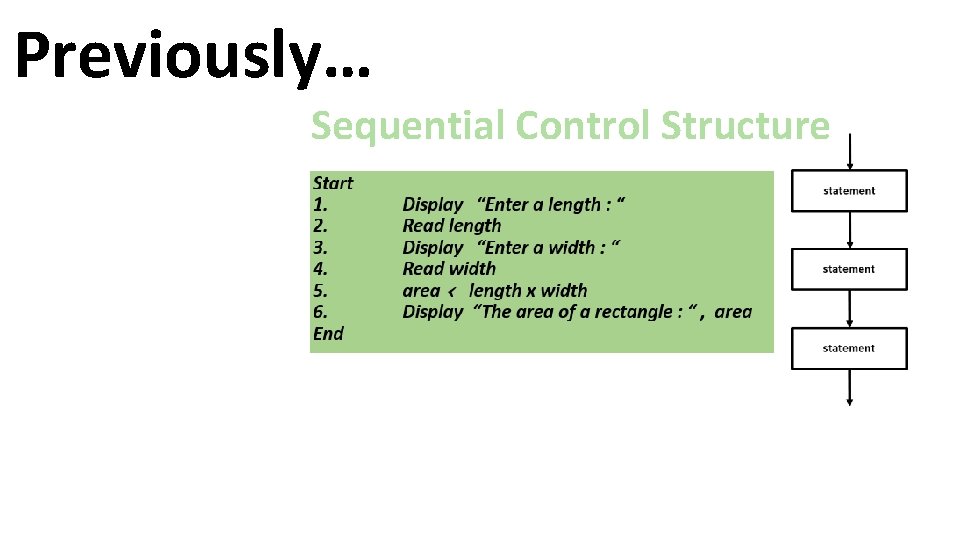 Previously… Sequential Control Structure 