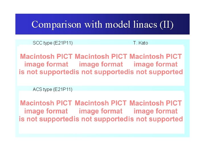 Comparison with model linacs (II) SCC type (E 21 P 11) ACS type (E