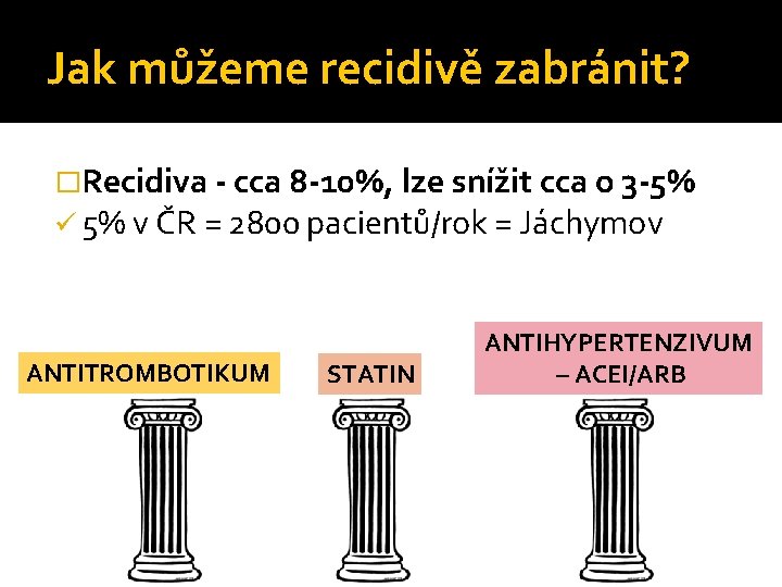 Jak můžeme recidivě zabránit? �Recidiva - cca 8 -10%, lze snížit cca o 3