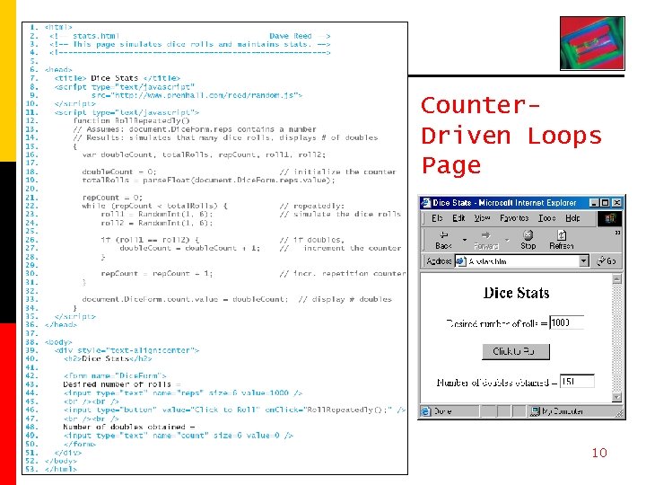 Counter. Driven Loops Page 10 