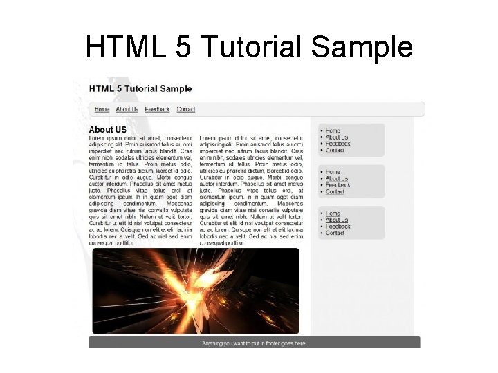 HTML 5 Tutorial Sample 