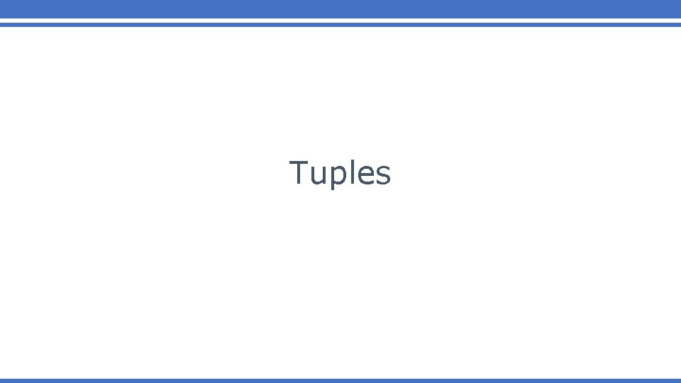 Tuples 
