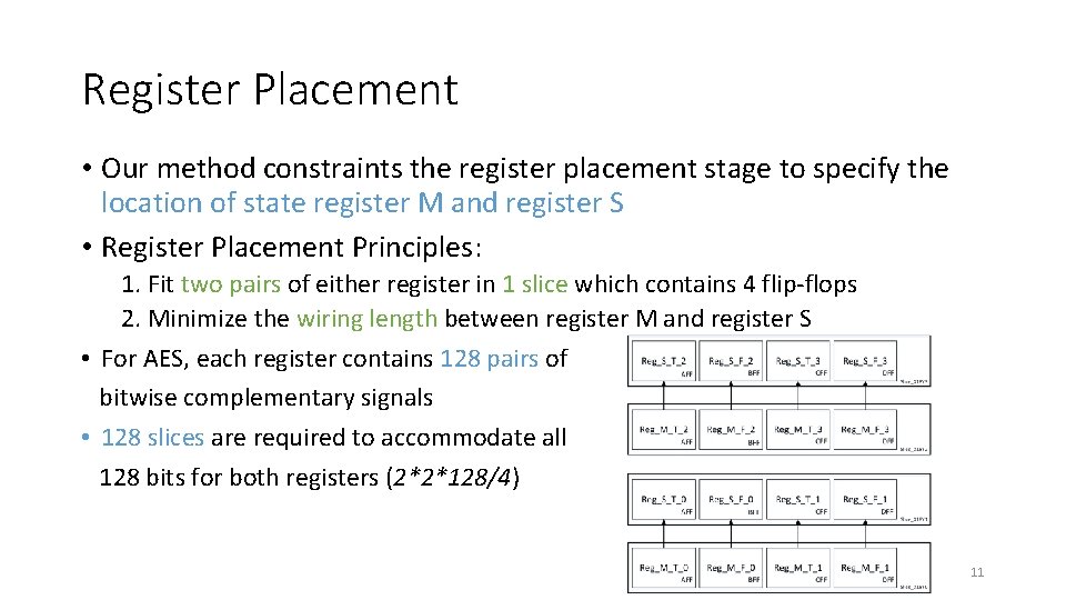 Register Placement • Our method constraints the register placement stage to specify the location