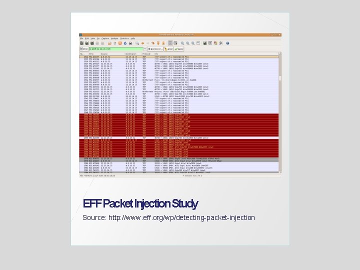 EFFPacket. Injection. Study Source: http: //www. eff. org/wp/detecting-packet-injection 