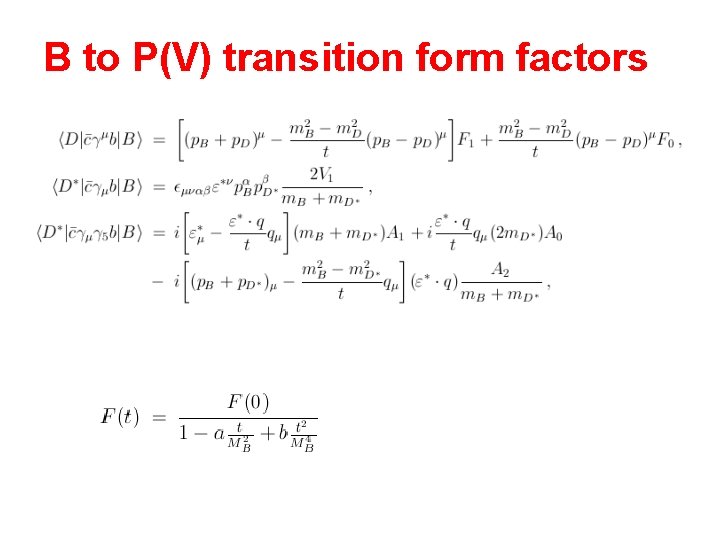B to P(V) transition form factors 