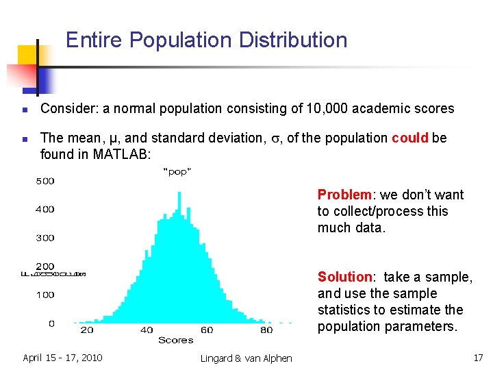 Entire Population Distribution n n Consider: a normal population consisting of 10, 000 academic Entire Population Distribution n n Consider: a normal population consisting of 10, 000 academic