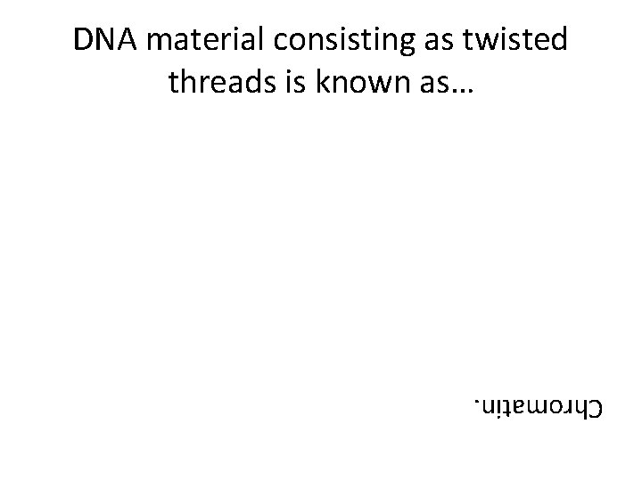 DNA material consisting as twisted threads is known as… Chromatin. 