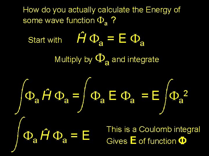 How do you actually calculate the Energy of some wave function Fa ? Start