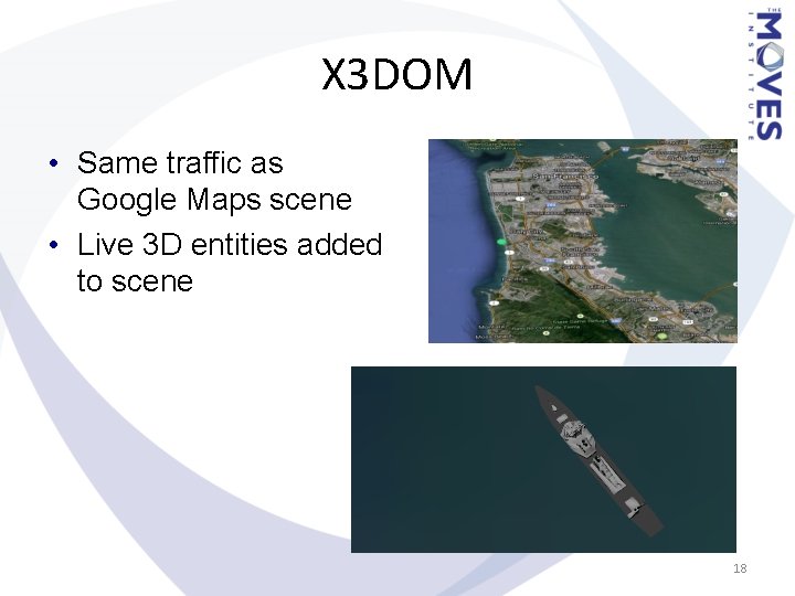 X 3 DOM • Same traffic as Google Maps scene • Live 3 D X 3 DOM • Same traffic as Google Maps scene • Live 3 D