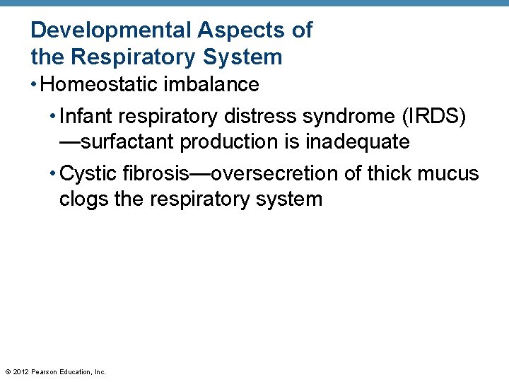 Developmental Aspects of the Respiratory System • Homeostatic imbalance • Infant respiratory distress syndrome