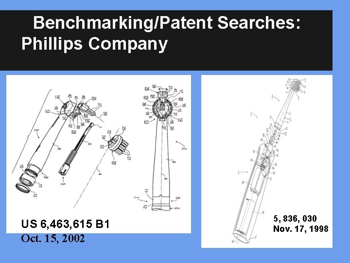 Benchmarking/Patent Searches: Phillips Company US 6, 463, 615 B 1 Oct. 15, 2002 5,