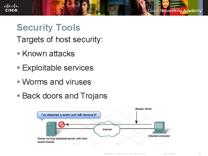 Security Tools Targets of host security: § Known attacks § Exploitable services § Worms