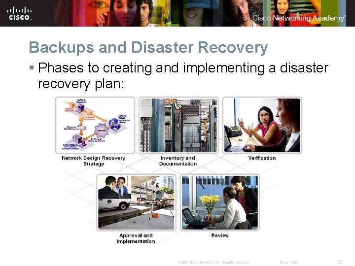 Backups and Disaster Recovery § Phases to creating and implementing a disaster recovery plan: