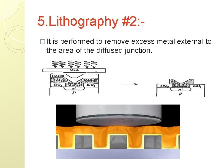 5. Lithography #2: � It is performed to remove excess metal external to the