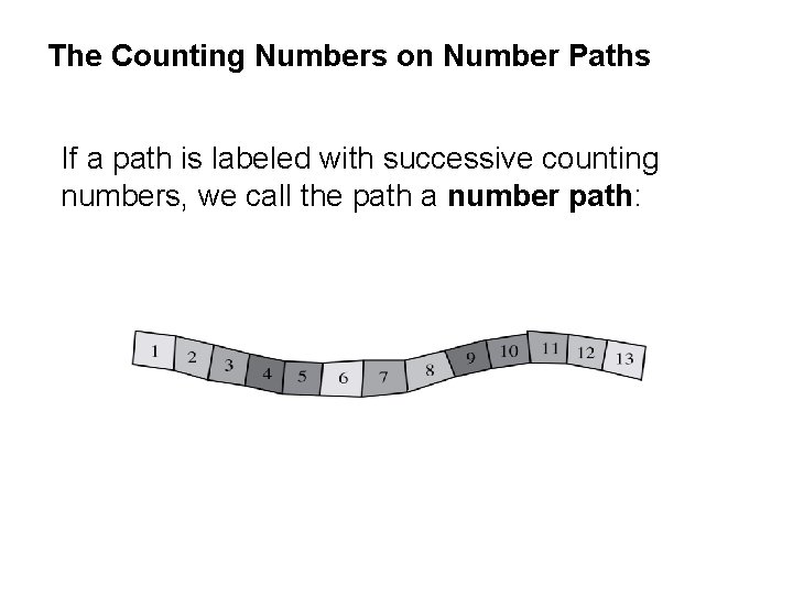 The Counting Numbers on Number Paths If a path is labeled with successive counting