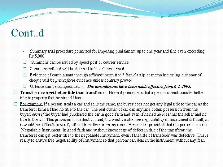 Cont. . d Summary trial procedure permitted for imposing punishment up to one year