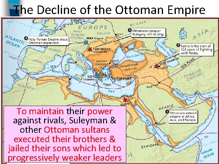 The Decline of the Ottoman Empire To maintain their power against rivals, Suleyman &