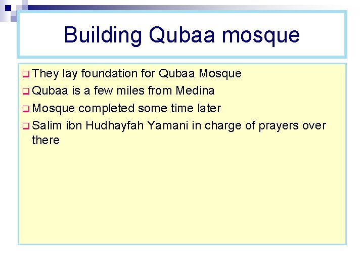 Building Qubaa mosque q They lay foundation for Qubaa Mosque q Qubaa is a