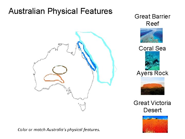 Australian Physical Features Great Barrier Reef Coral Sea Ayers Rock Great Victoria Desert Color