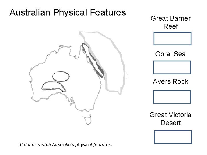 Australian Physical Features Great Barrier Reef Coral Sea Ayers Rock Great Victoria Desert Color