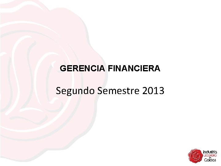 GERENCIA FINANCIERA Segundo Semestre 2013 