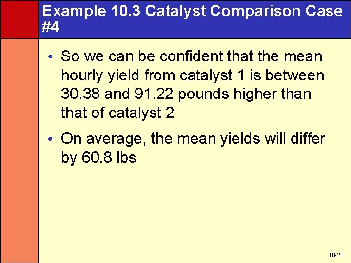 Example 10. 3 Catalyst Comparison Case #4 • So we can be confident that