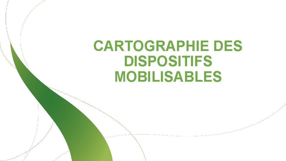 CARTOGRAPHIE DES DISPOSITIFS MOBILISABLES 