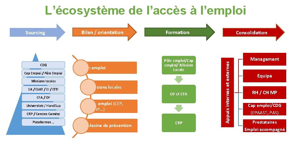 L’écosystème de l’accès à l’emploi CDG Bilan / orientation Pôle emploi Cap Emploi /