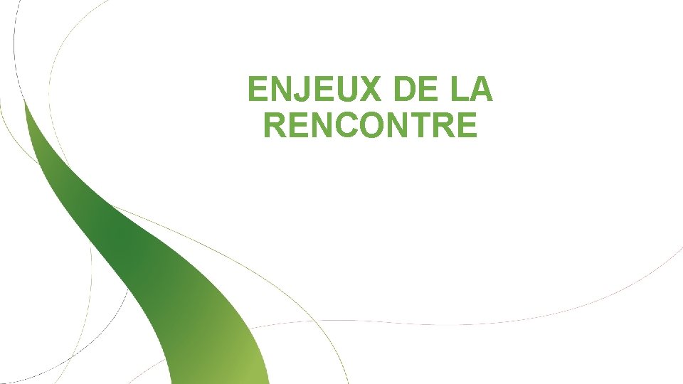 ENJEUX DE LA RENCONTRE 