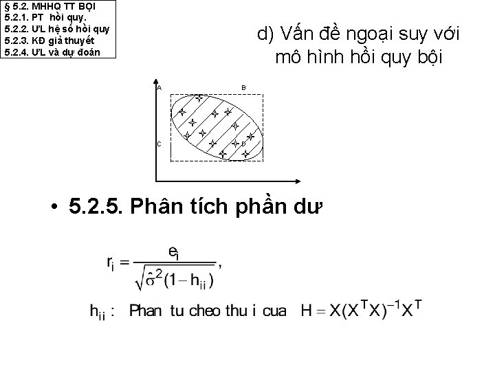 § 5. 2. MHHQ TT BỌI 5. 2. 1. PT hồi quy. 5. 2.