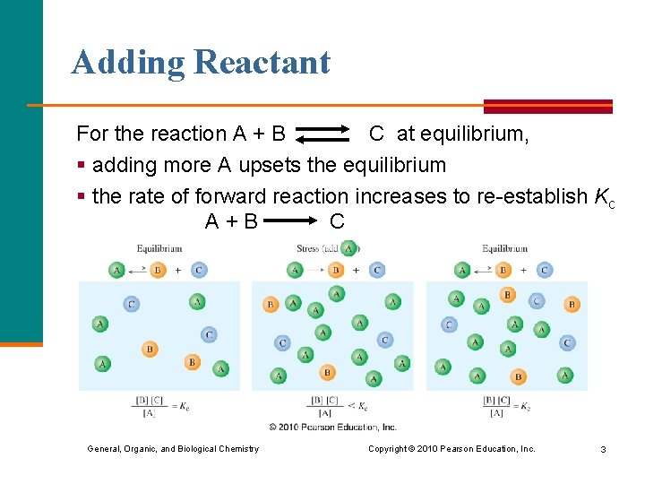 Adding Reactant For the reaction A + B C at equilibrium, § adding more