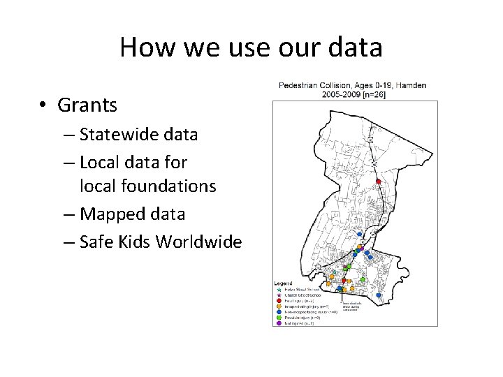 How we use our data • Grants – Statewide data – Local data for