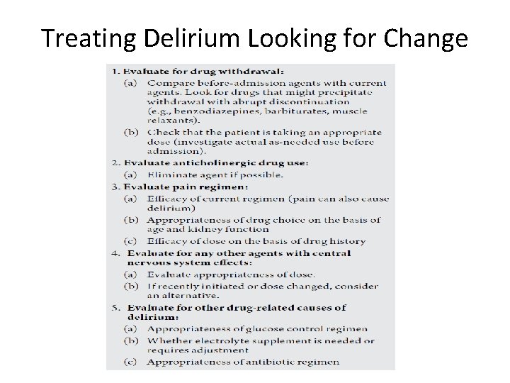 Treating Delirium Looking for Change 