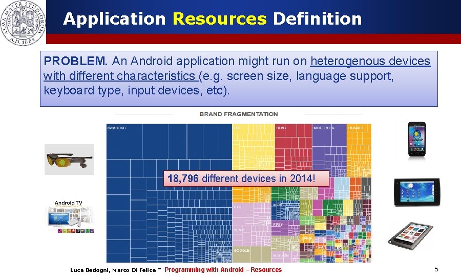 Application Resources Definition PROBLEM. An Android application might run on heterogenous devices with different