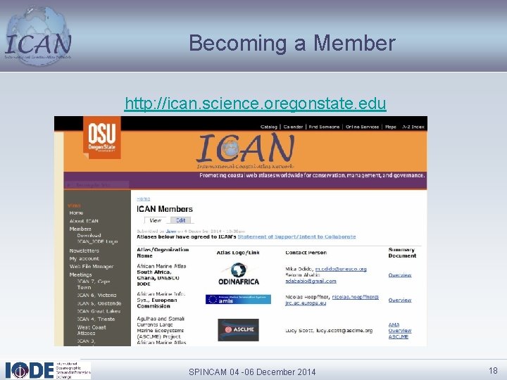 Becoming a Member http: //ican. science. oregonstate. edu SPINCAM 04 -06 December 2014 18