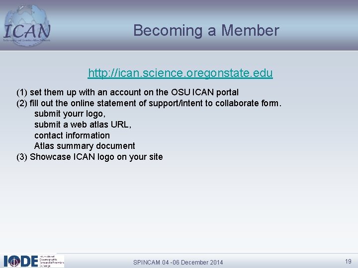 Becoming a Member http: //ican. science. oregonstate. edu (1) set them up with an