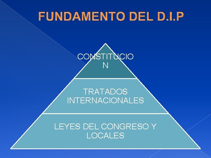 FUNDAMENTO DEL D. I. P CONSTITUCIO N TRATADOS INTERNACIONALES LEYES DEL CONGRESO Y LOCALES