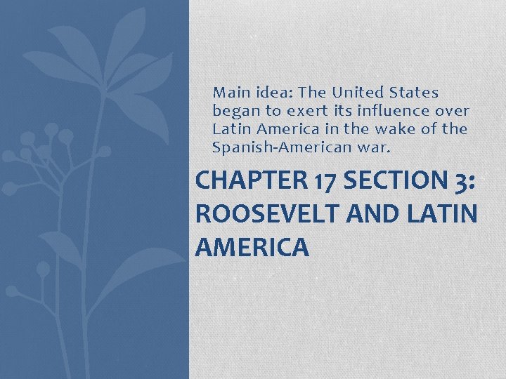 Main idea: The United States began to exert its influence over Latin America in
